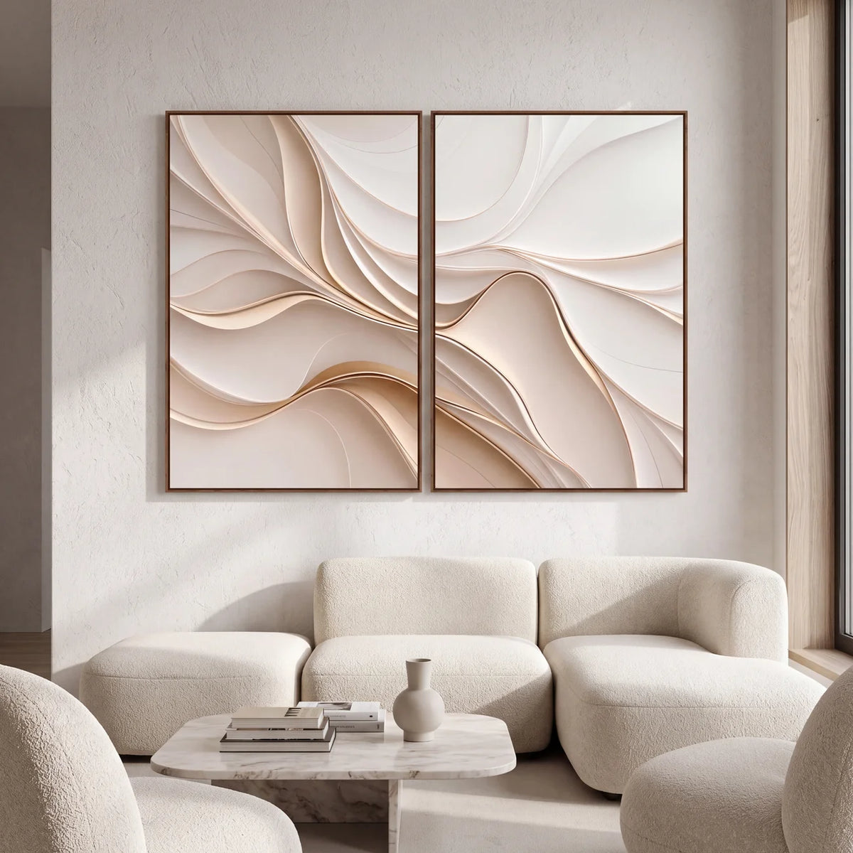 Quadro Decorativo Fluxo de Marfim - Dupla