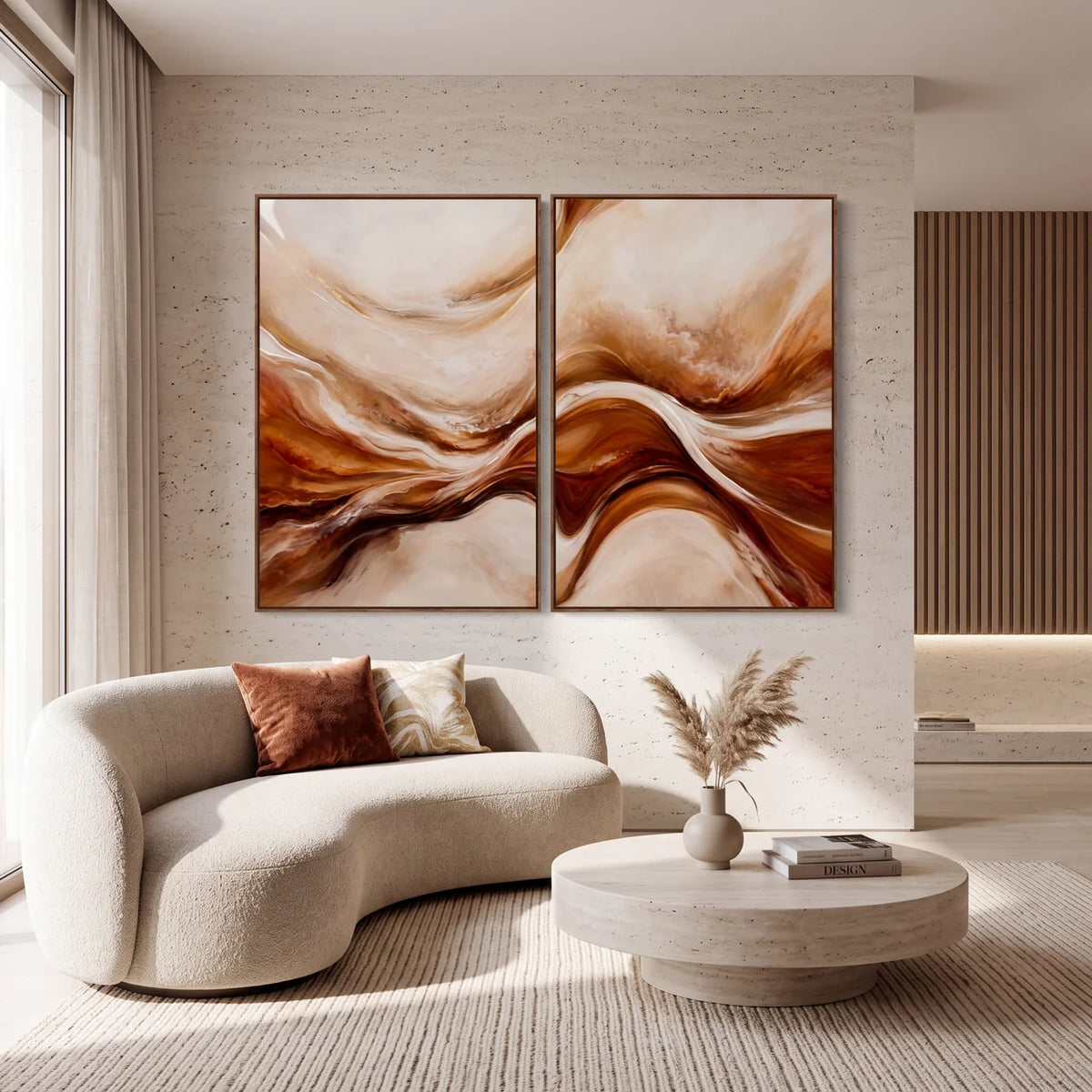 Quadro Decorativo Ondas de Âmbar - Dupla