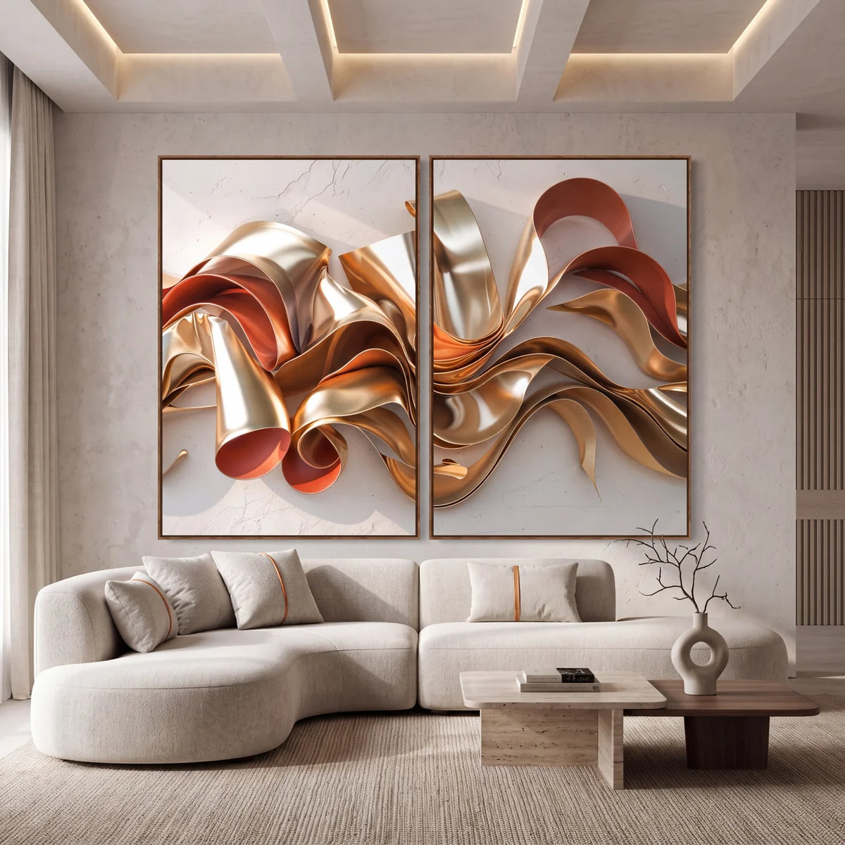 Quadro Decorativo Laços de Bronze - Dupla