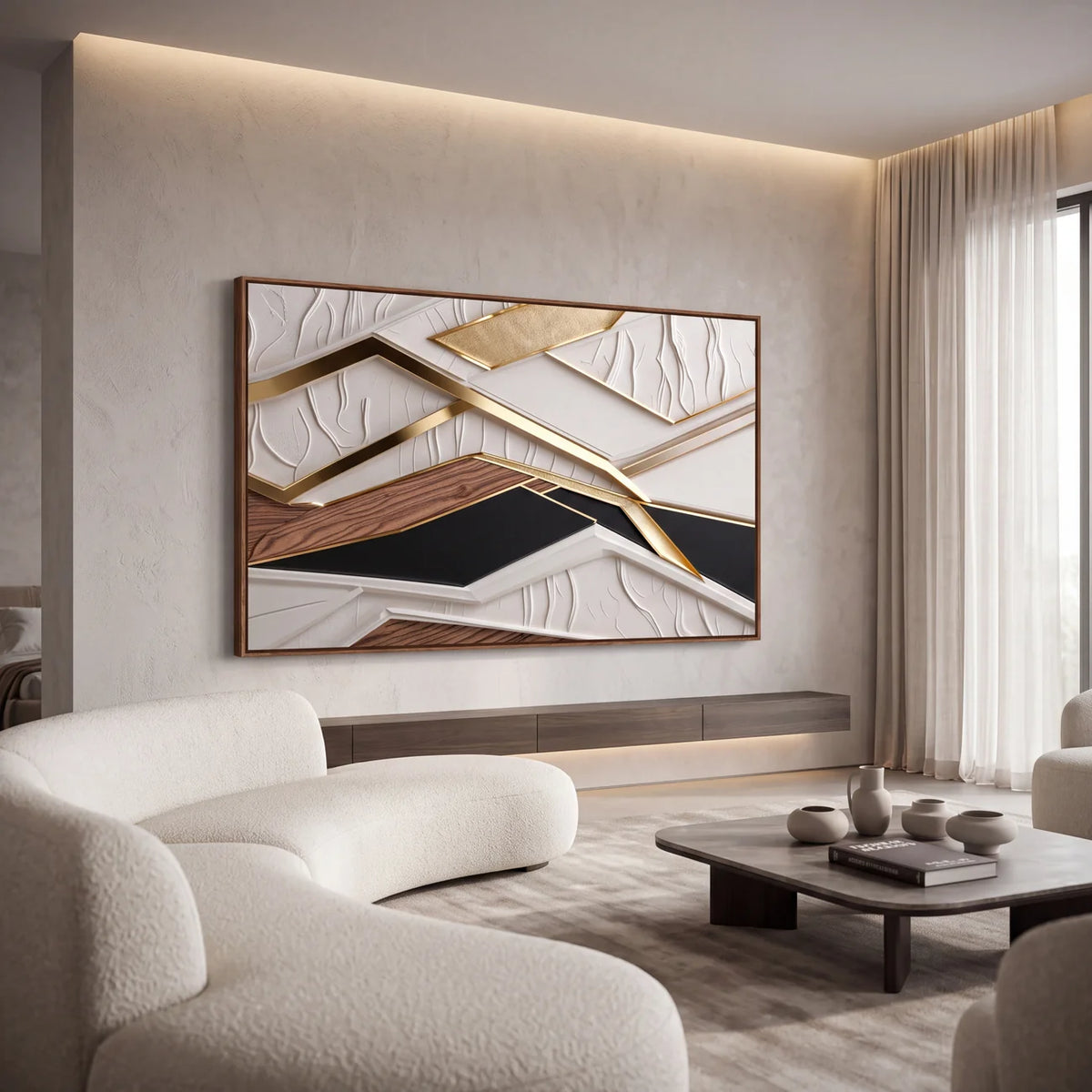 Quadro Decorativo Arquitetura Dourada - 1 Peça