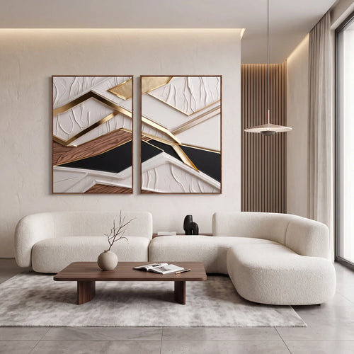 Quadro Decorativo Arquitetura Dourada - Dupla