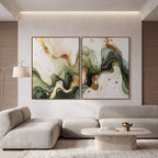Quadro Decorativo Fluxo Esmeralda - Dupla