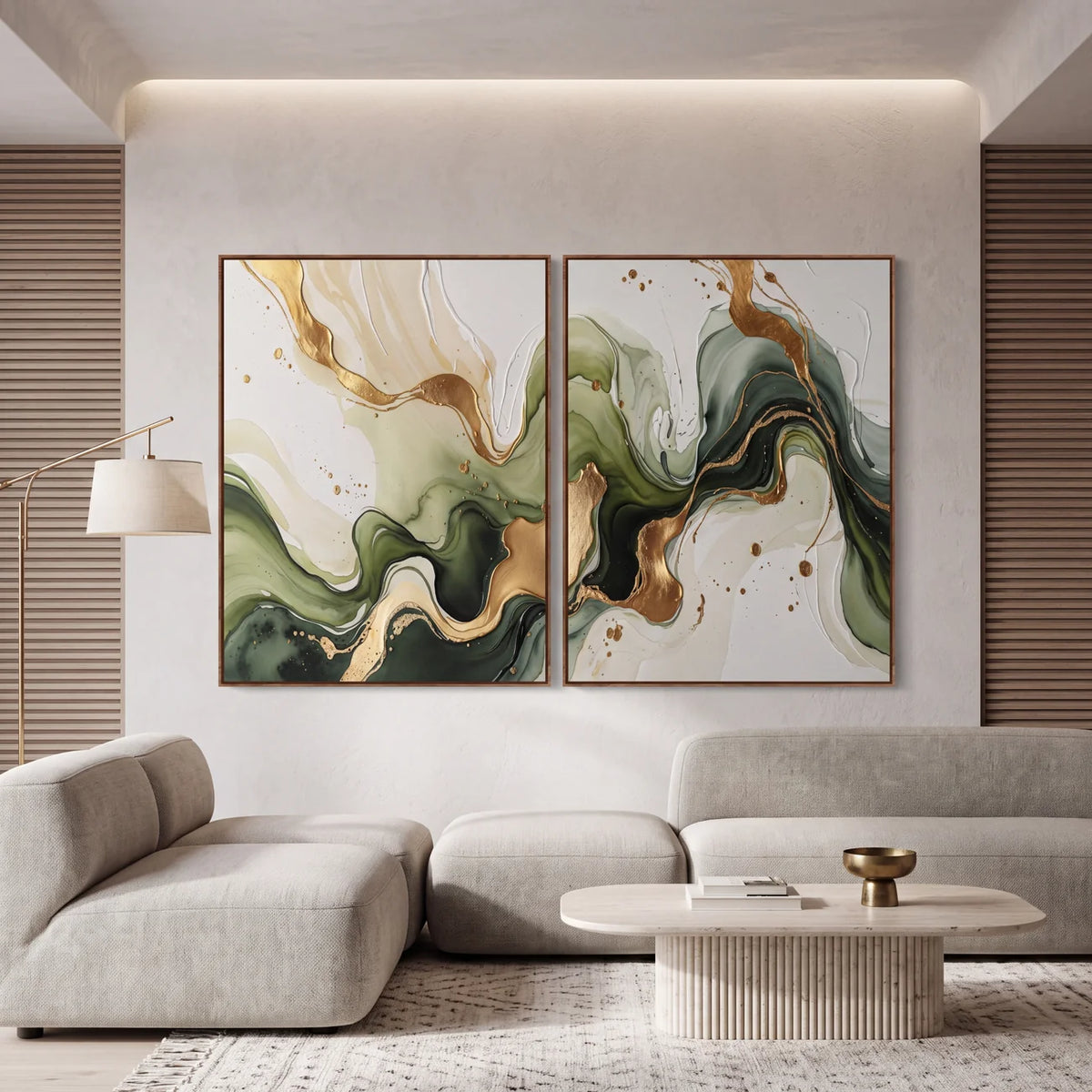 Quadro Decorativo Fluxo Esmeralda - Dupla