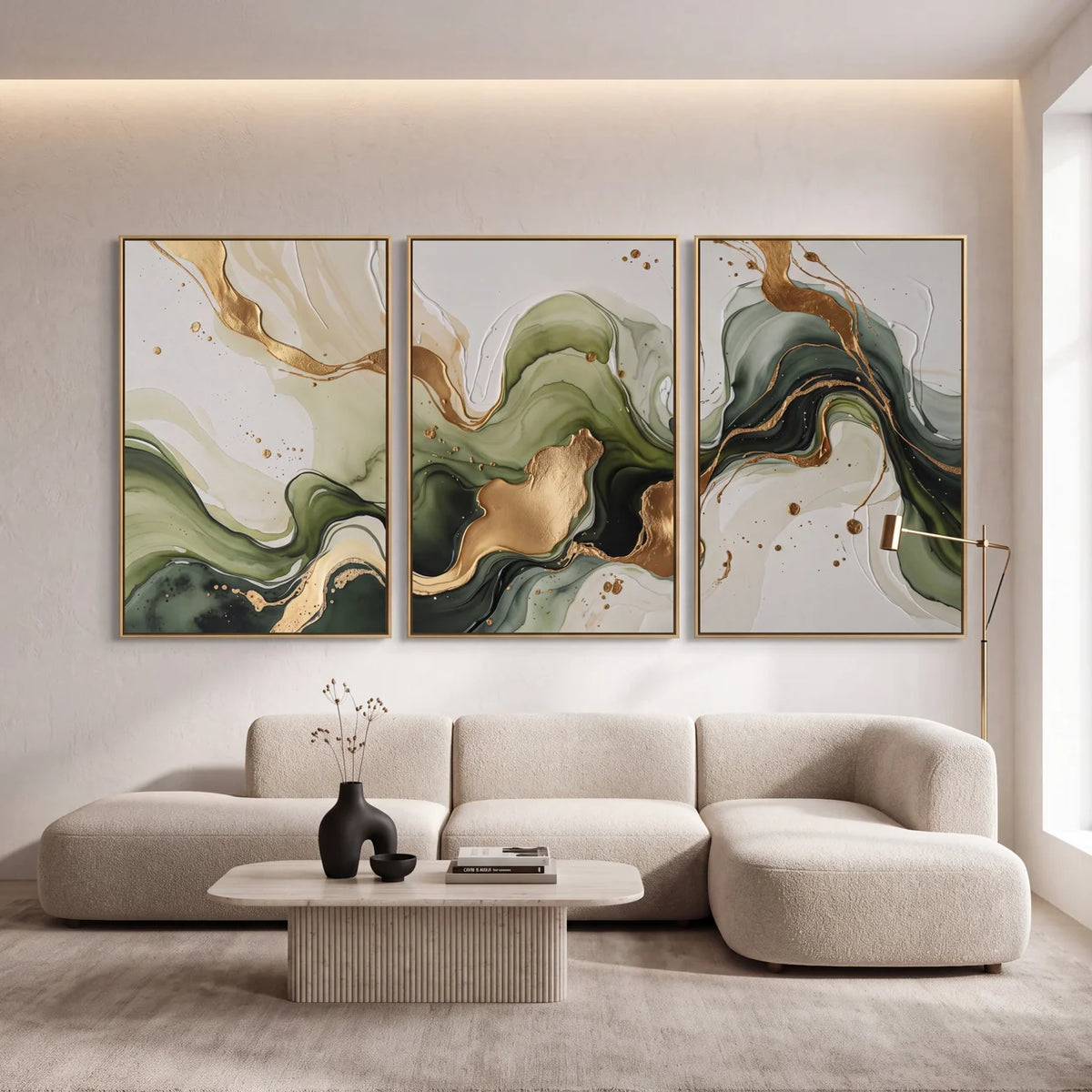 Quadro Decorativo Fluxo Esmeralda - Trio