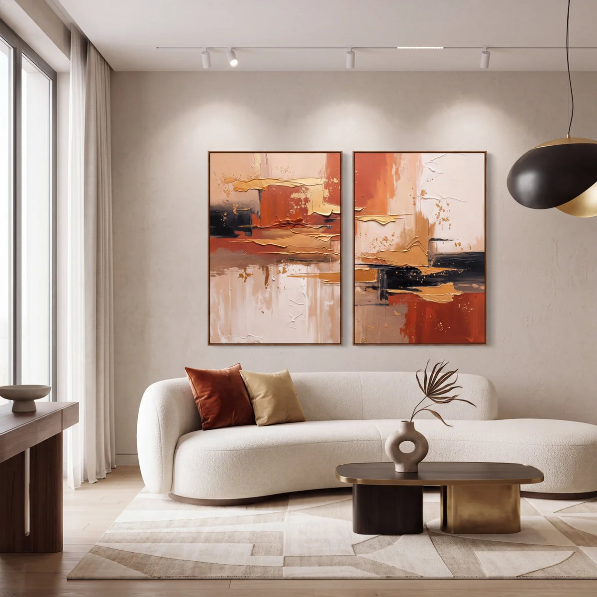 Quadro Decorativo Horizonte Terracota - Dupla