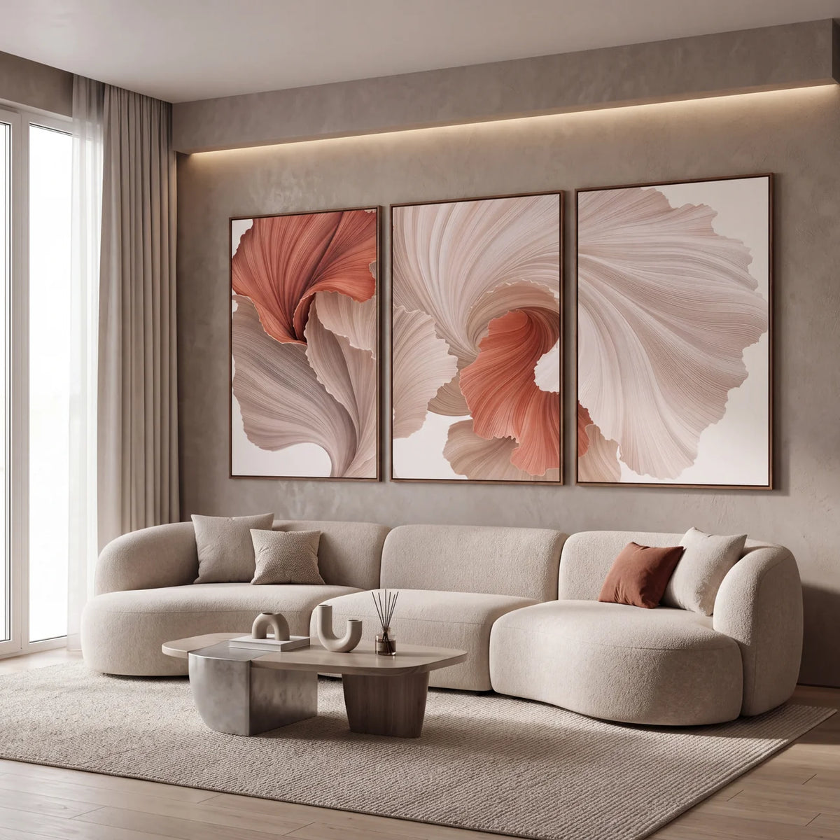 Quadro Decorativo Pétalas Terracota - Trio