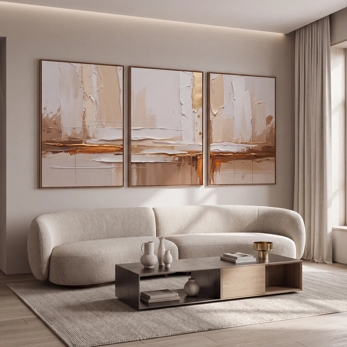 Quadro Decorativo Horizonte Champagne - Trio