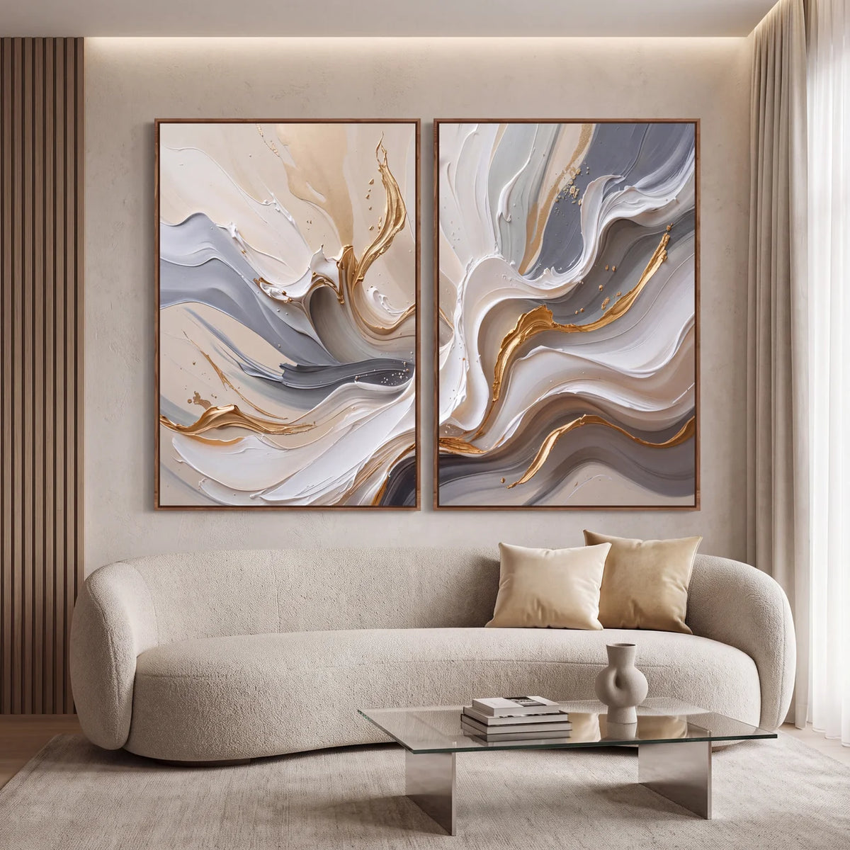 Quadro Decorativo Maré Dourada - Dupla