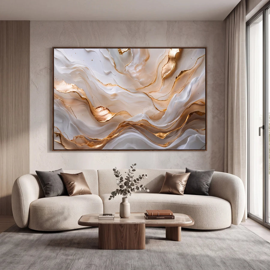 Quadro Decorativo Mármore Dourado