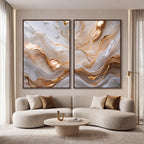 Quadro Decorativo Mármore Dourado - Dupla
