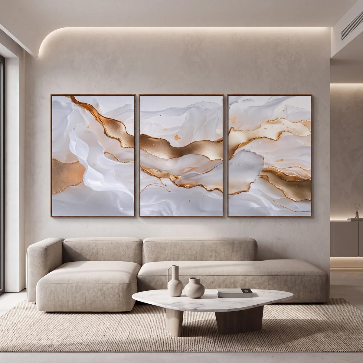 Quadro Decorativo Nuvens de Ouro - Trio