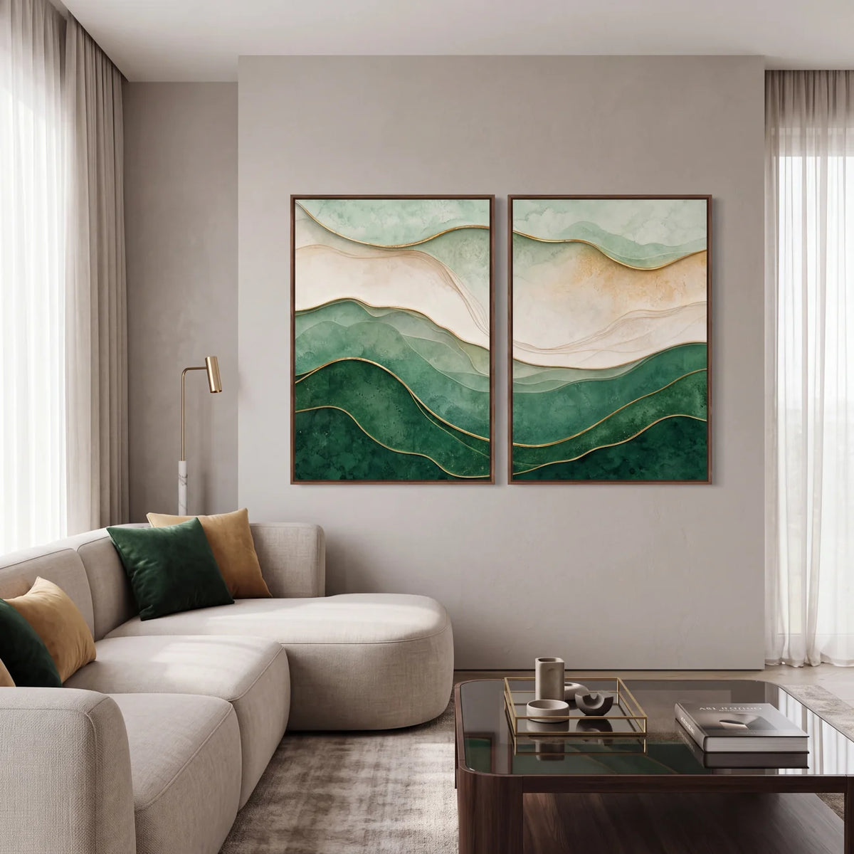Quadro Decorativo Horizonte Esmeralda - Dupla