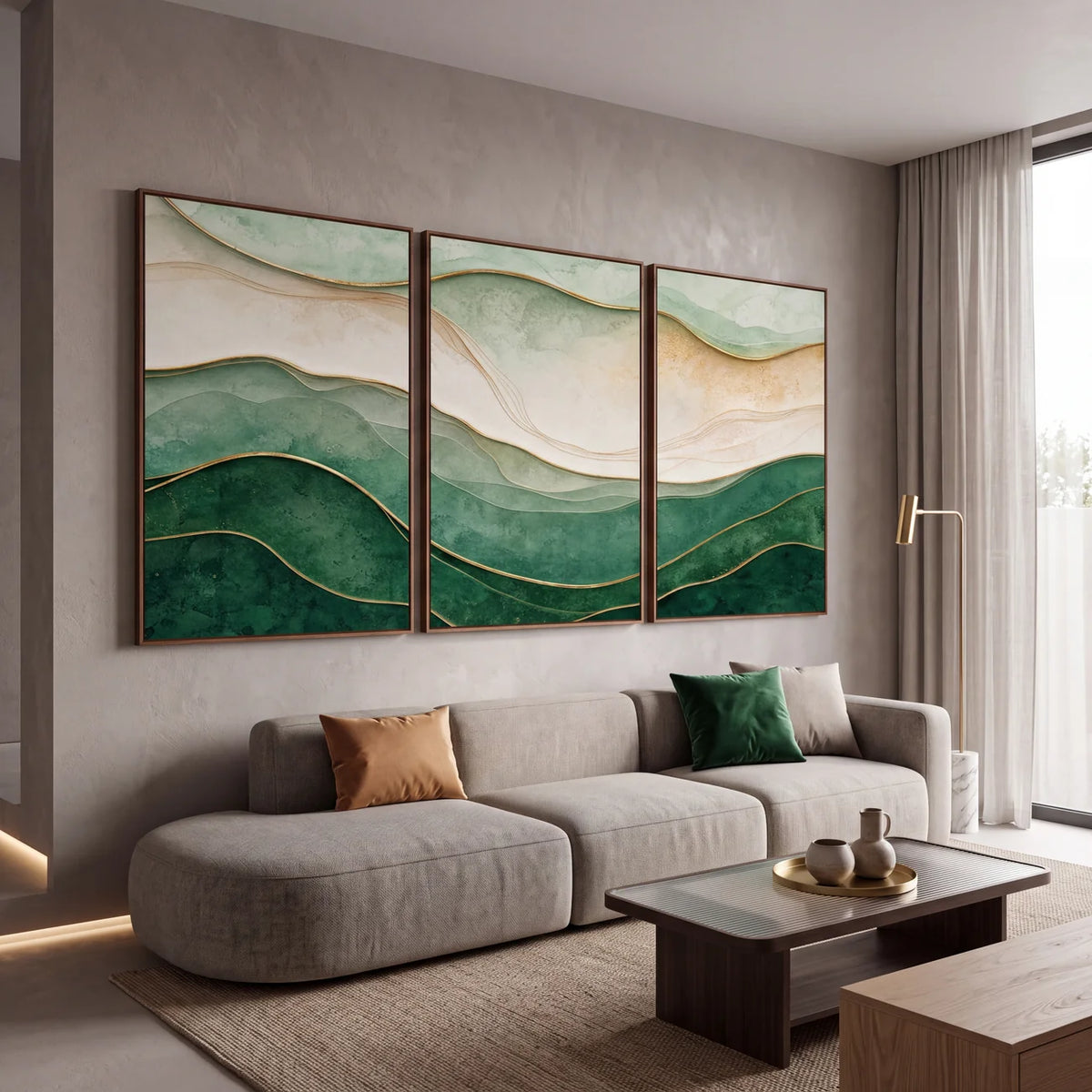 Quadro Decorativo Horizonte Esmeralda - Trio