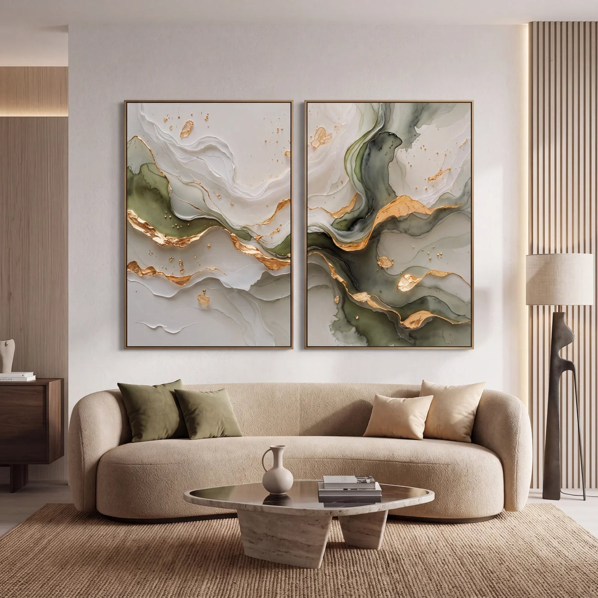 Quadro Decorativo Veios de Jade - Dupla