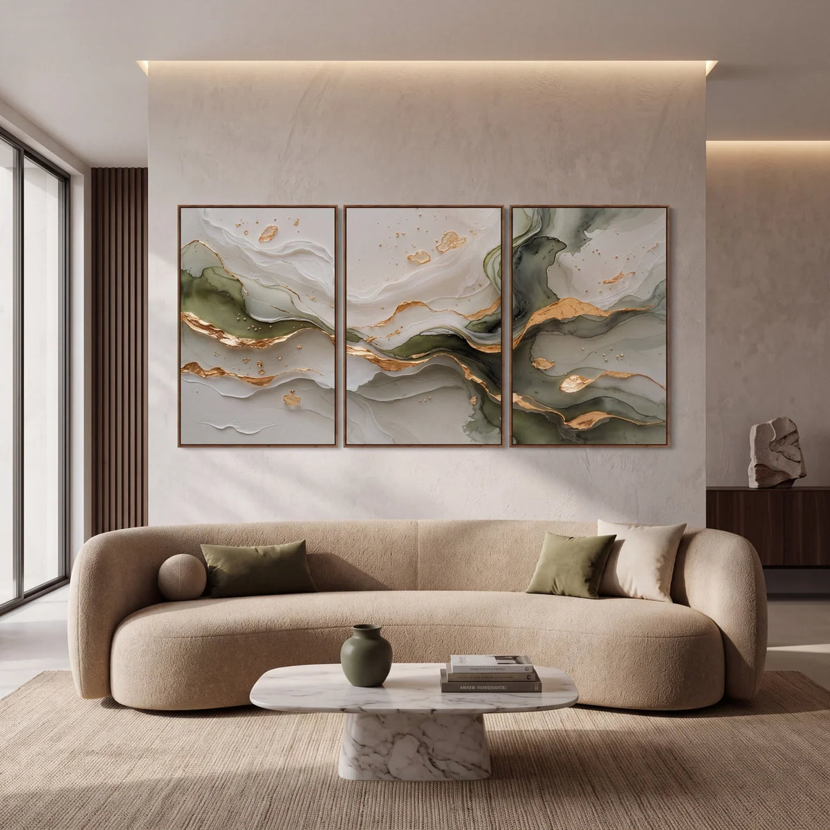 Quadro Decorativo Veios de Jade - Trio