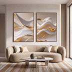 Quadro Decorativo Ondas de Marfim - Dupla