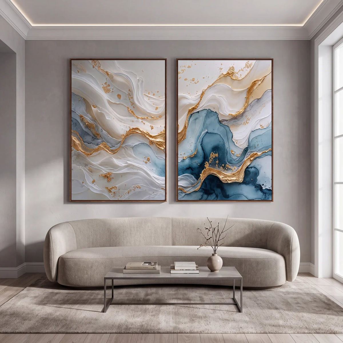 Quadro Decorativo Maré de Safira - Dupla
