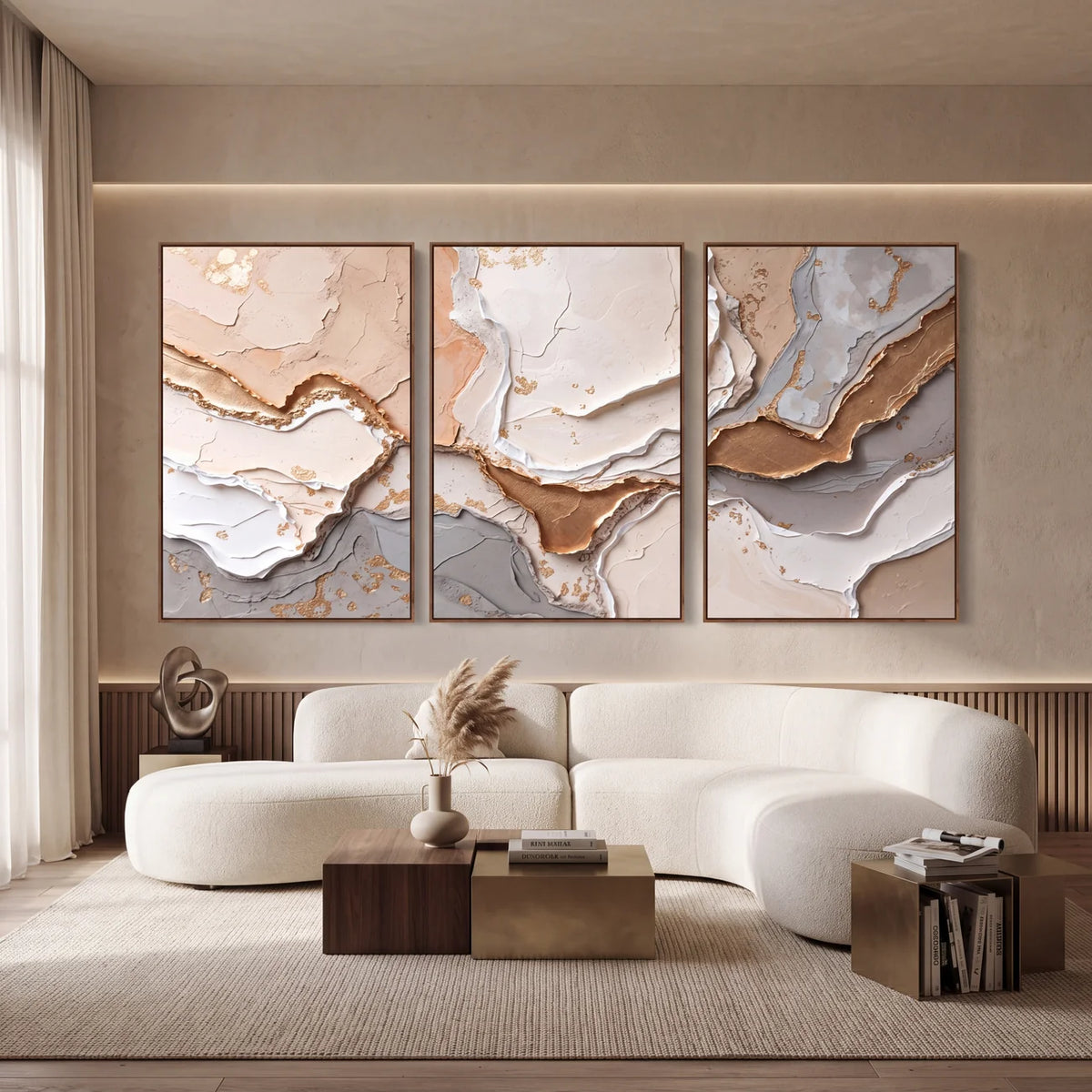Quadro Decorativo Camadas de Âmbar - Trio