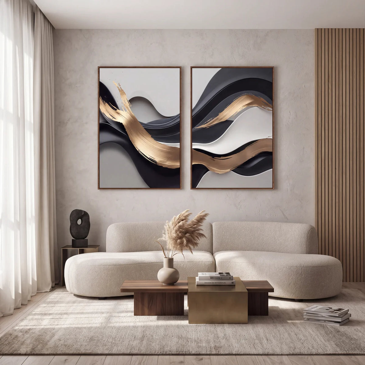 Quadro Decorativo Ritmo de Ônix - Dupla