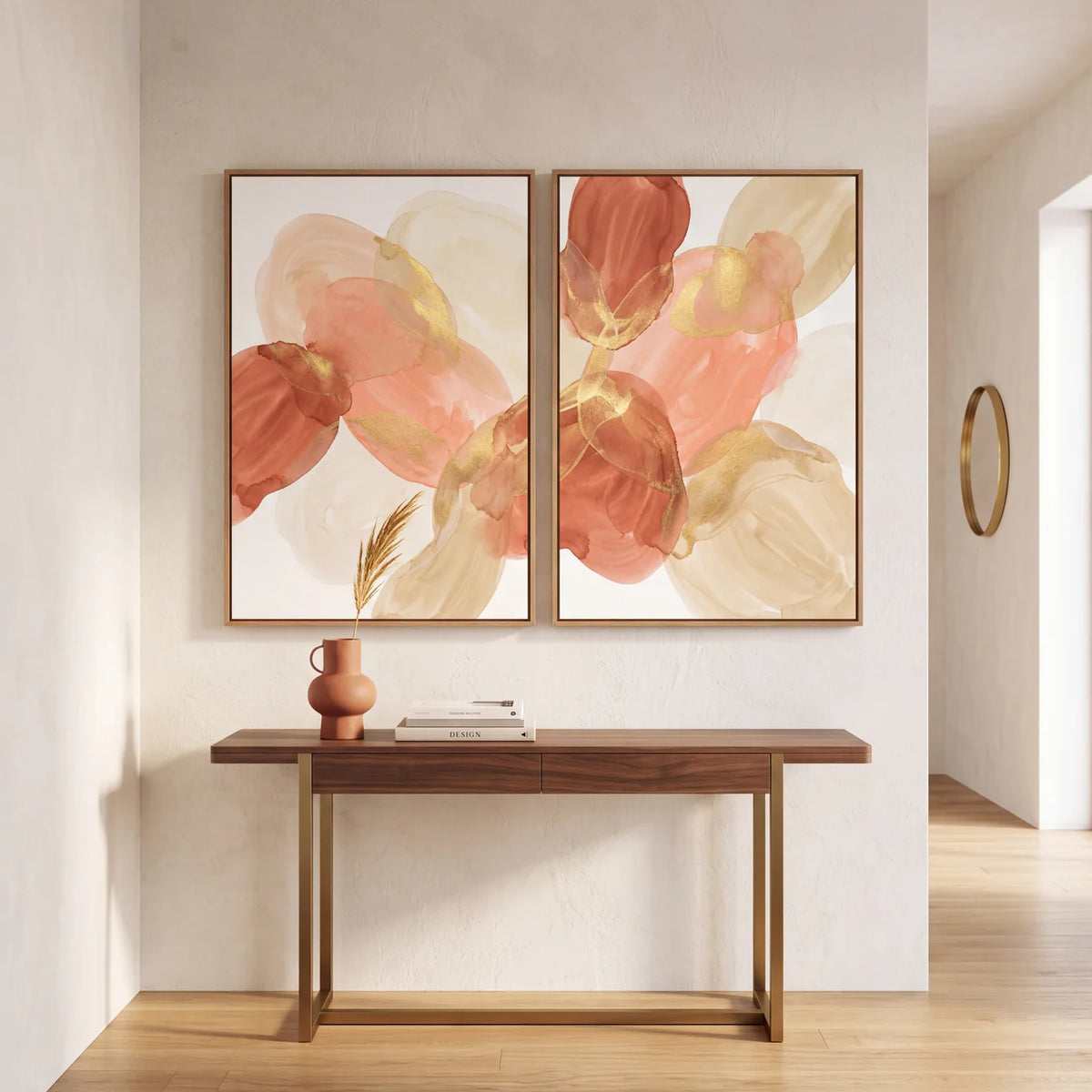 Quadro Decorativo Pétalas de Terracota - Dupla