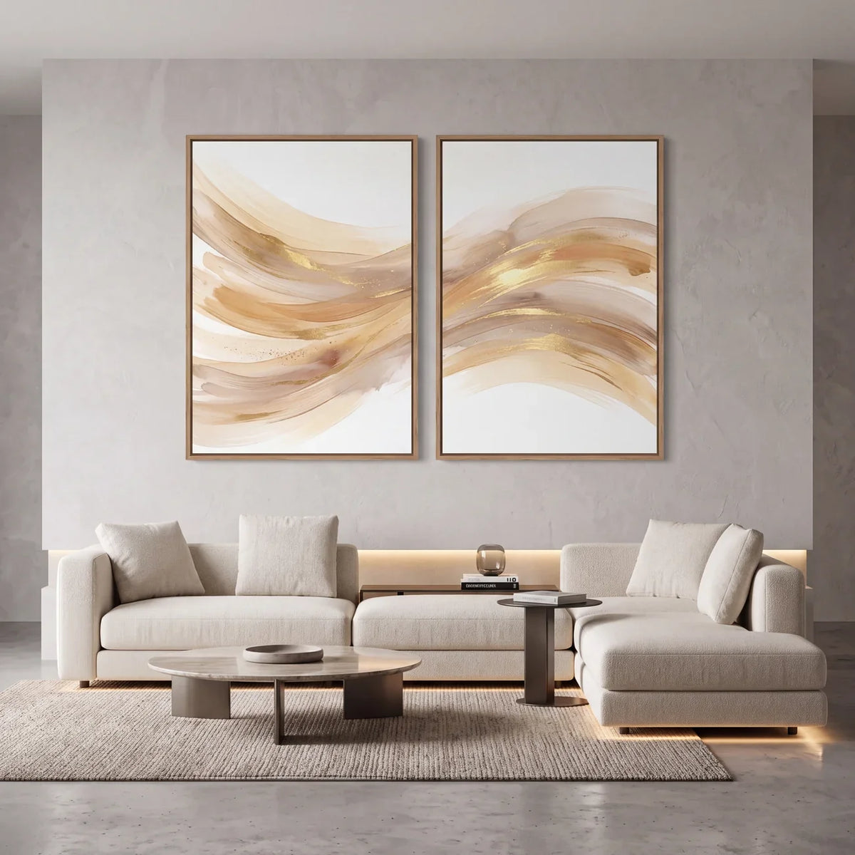 Quadro Decorativo Ondas de Champagne - Dupla