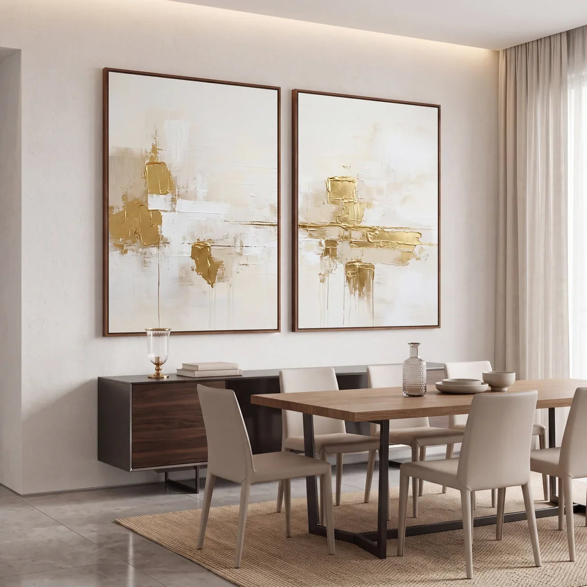 Quadro Decorativo Fragmentos Dourados - Dupla