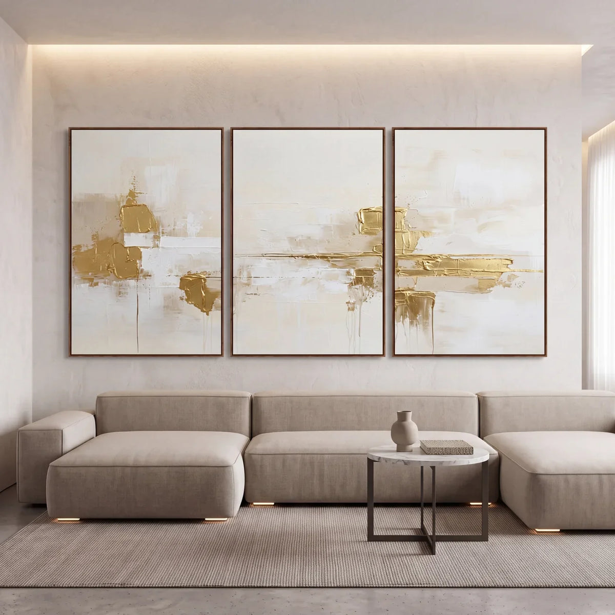 Quadro Decorativo Fragmentos Dourados - Trio