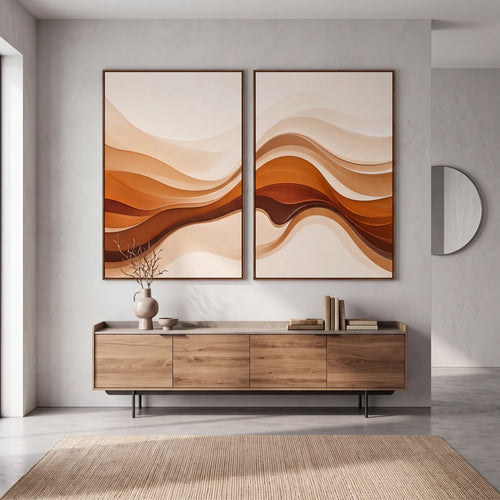 Quadro Decorativo Camadas de Terracota - Dupla