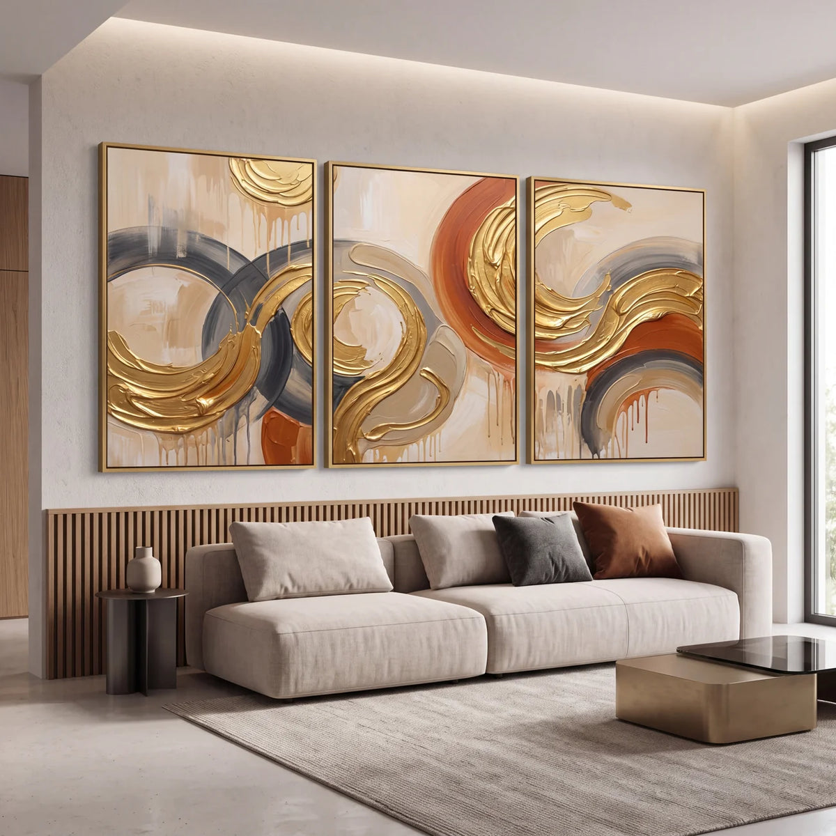 Quadro Decorativo Órbita Dourada - Trio