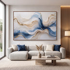 Quadro Decorativo Maré Azul Dourada - 1 Peça