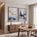 Quadro Decorativo Maré Azul Dourada - Dupla