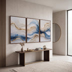 Quadro Decorativo Maré Azul Dourada - Trio