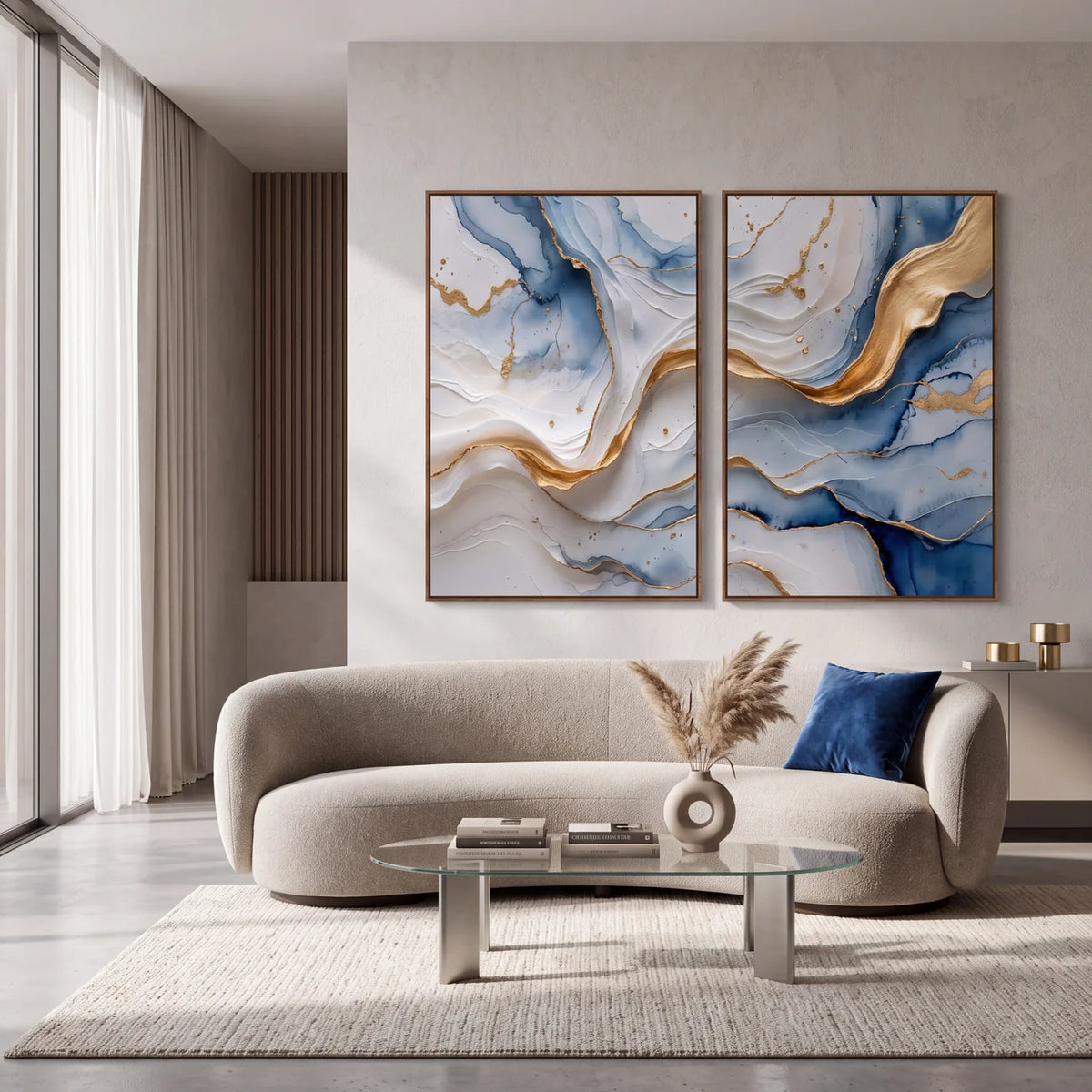 Quadro Decorativo Correnteza Azul - Dupla