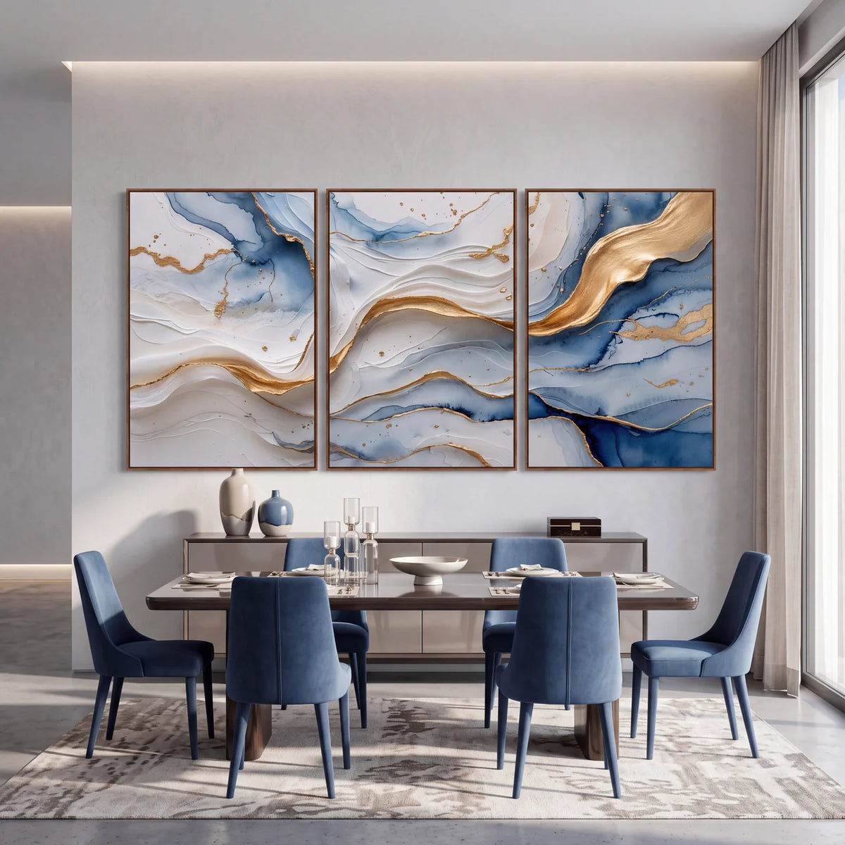 Quadro Decorativo Correnteza Azul - Trio