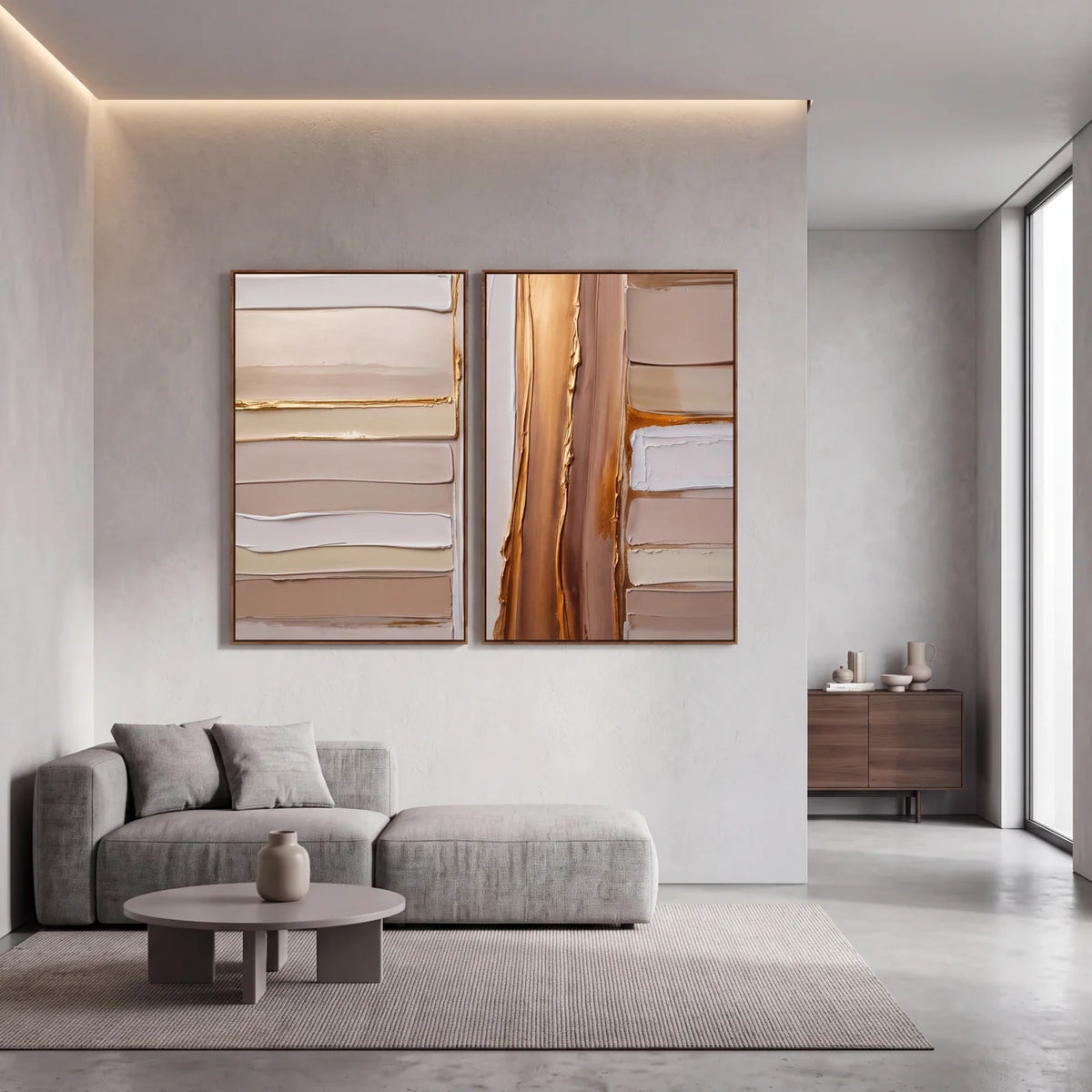 Quadro Decorativo Colunas de Âmbar - Dupla