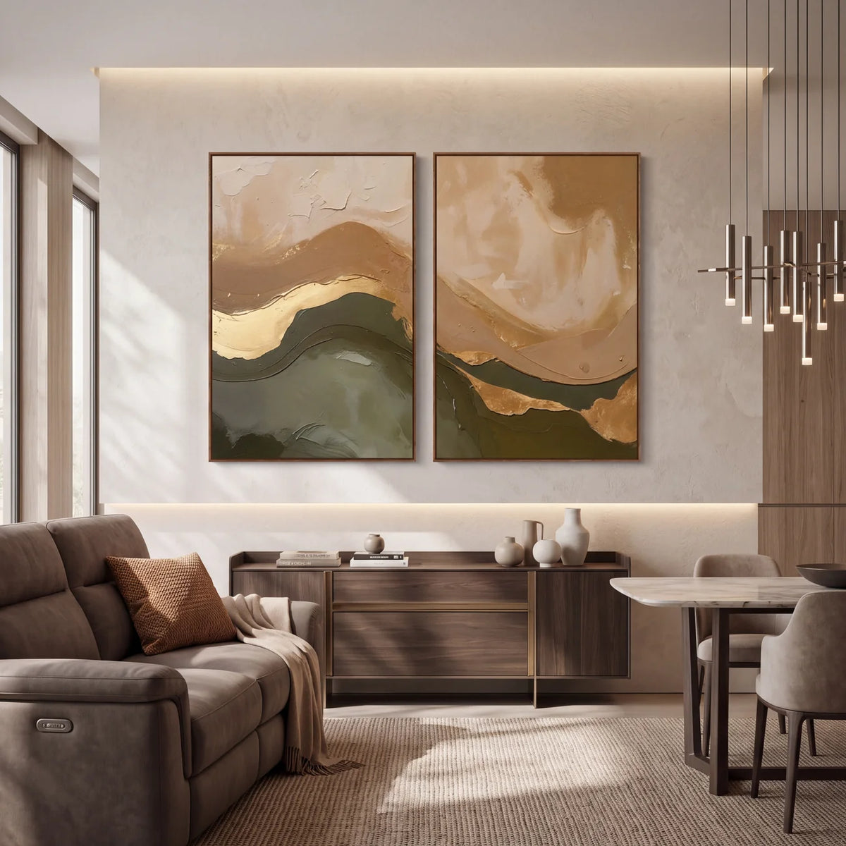 Quadro Decorativo Horizonte Oliva - Dupla