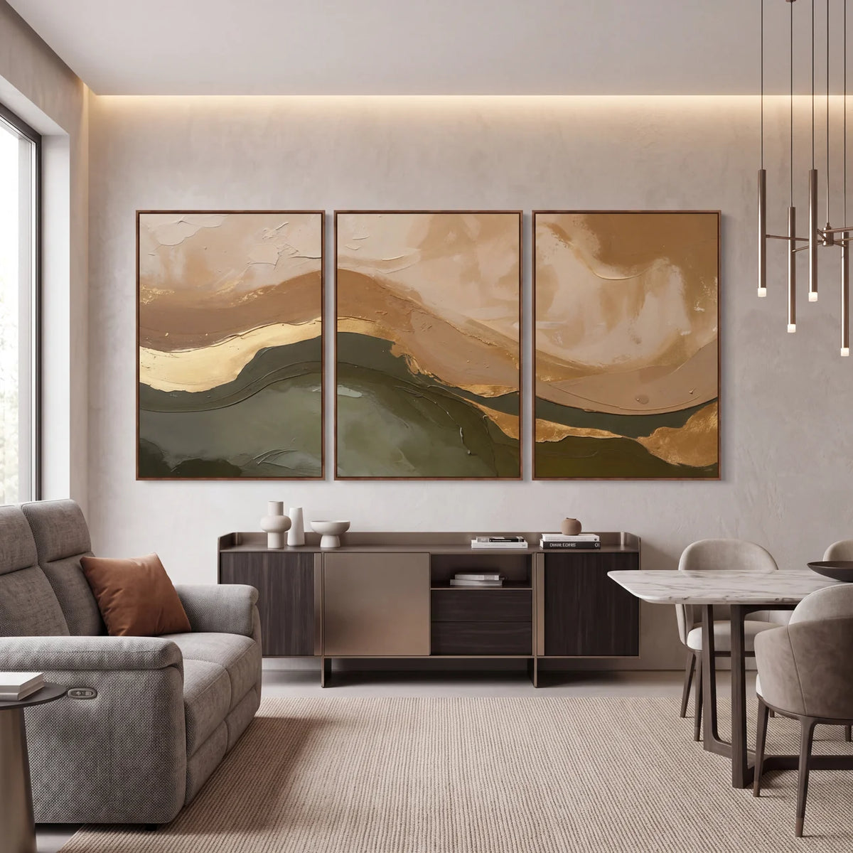 Quadro Decorativo Horizonte Oliva - Trio
