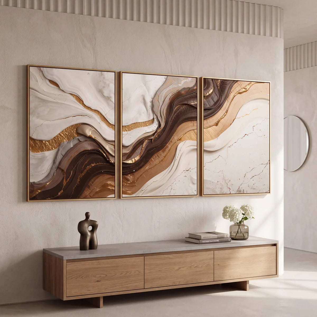 Quadro Decorativo Veios de Nogueira - Trio