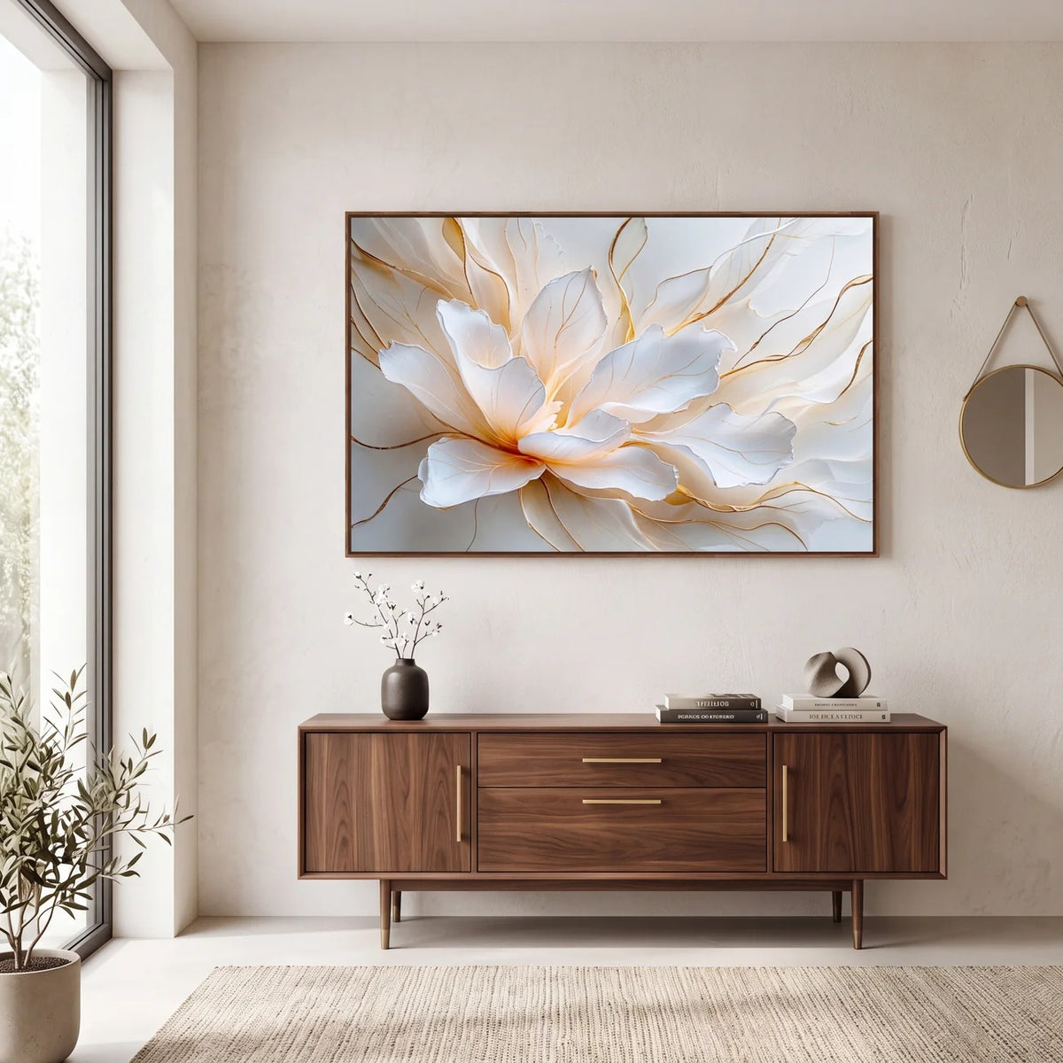 Quadro Decorativo Flor de Alabastro - 1 Peça