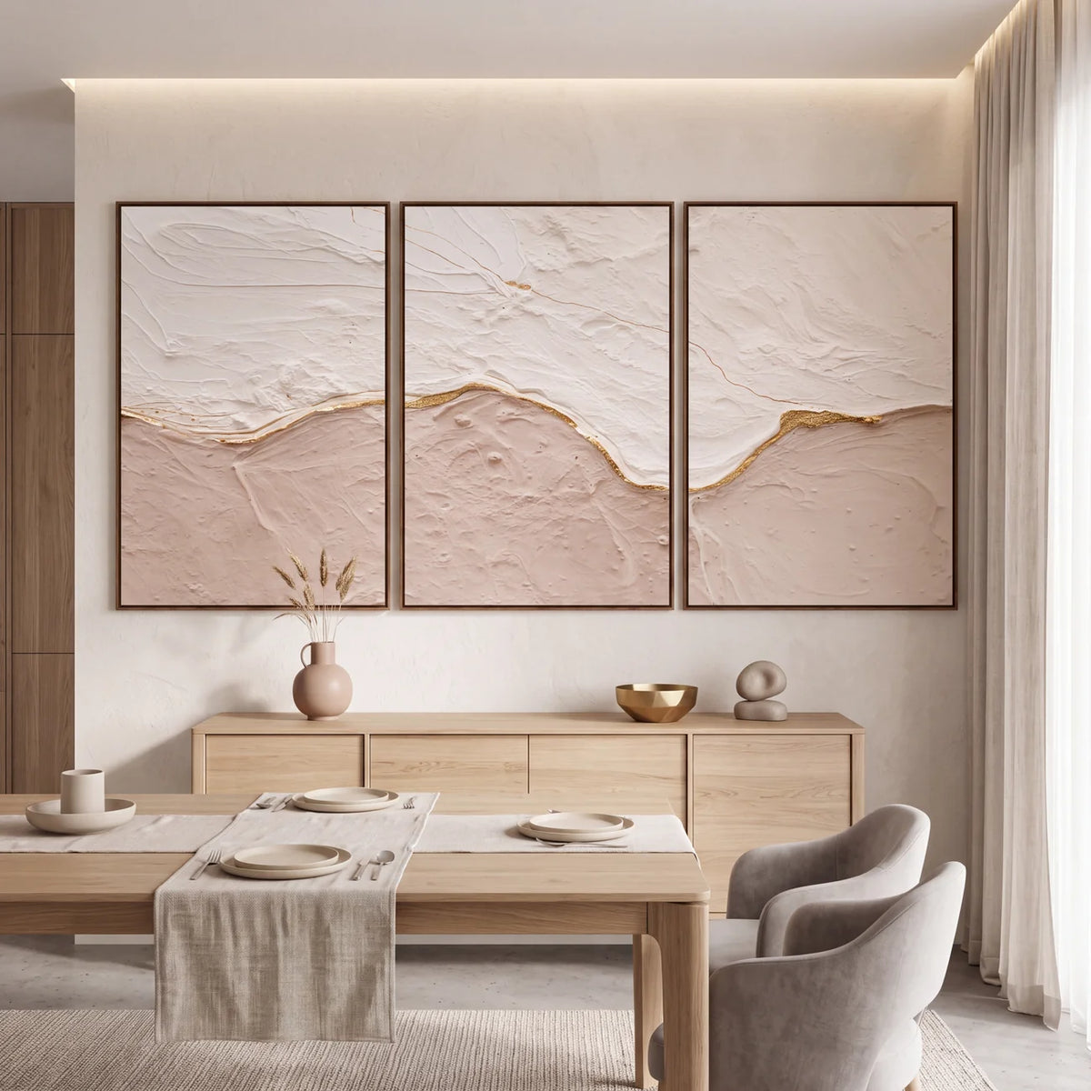 Quadro Decorativo Nuvem de Taupe - Trio