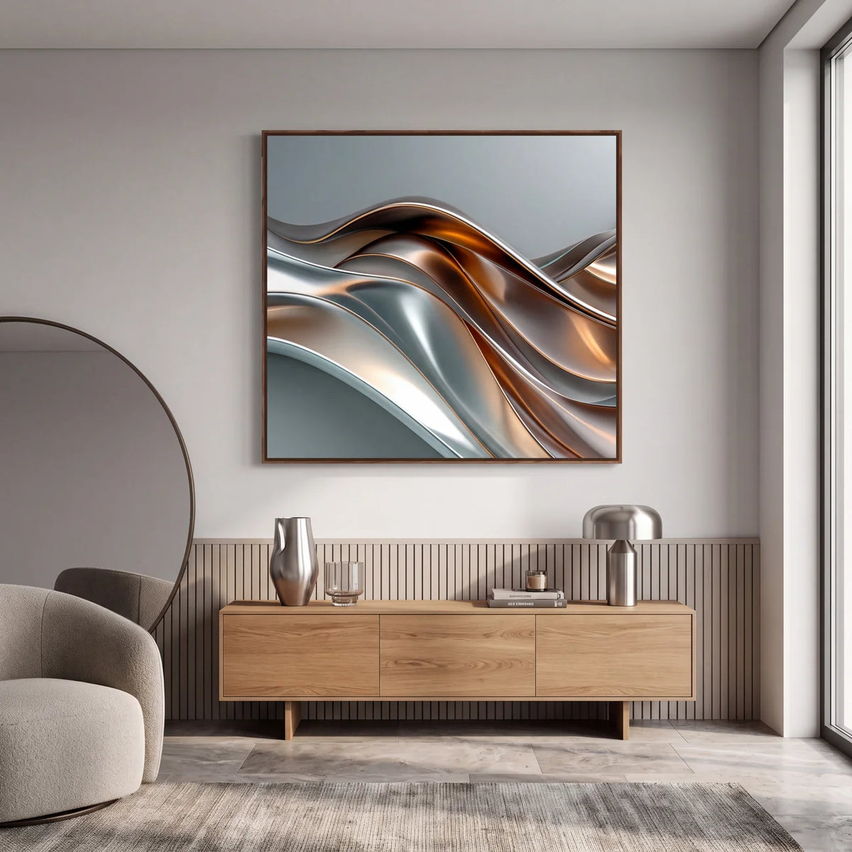 Quadro Decorativo Ondas Metálicas