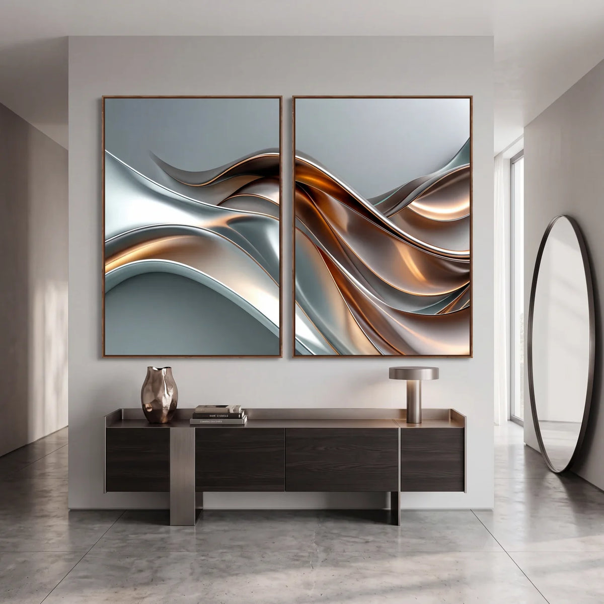 Quadro Decorativo Ondas Metálicas