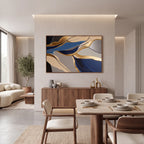 Quadro Decorativo Maré Azul e Ouro
