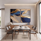 Quadro Decorativo Maré Azul e Ouro