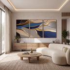 Quadro Decorativo Maré Azul e Ouro