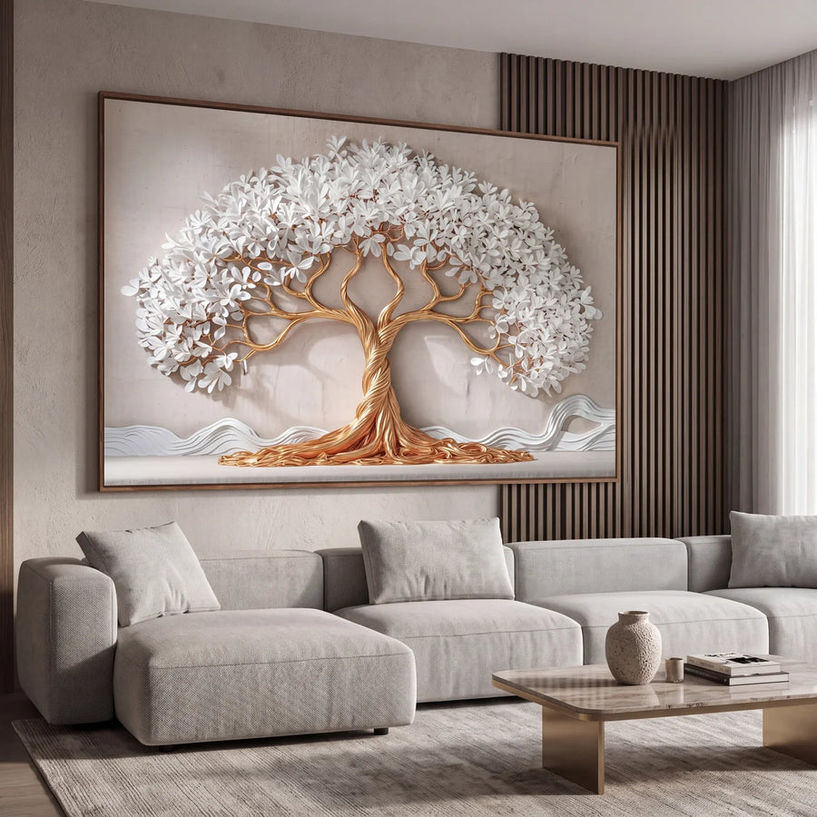 Quadro Decorativo Árvore da Vida Dourada