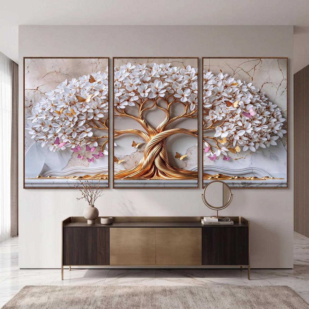 Quadro Decorativo Árvore da Vida Rosé