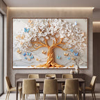 Quadro Decorativo Árvore da Vida Borboletas Azuis