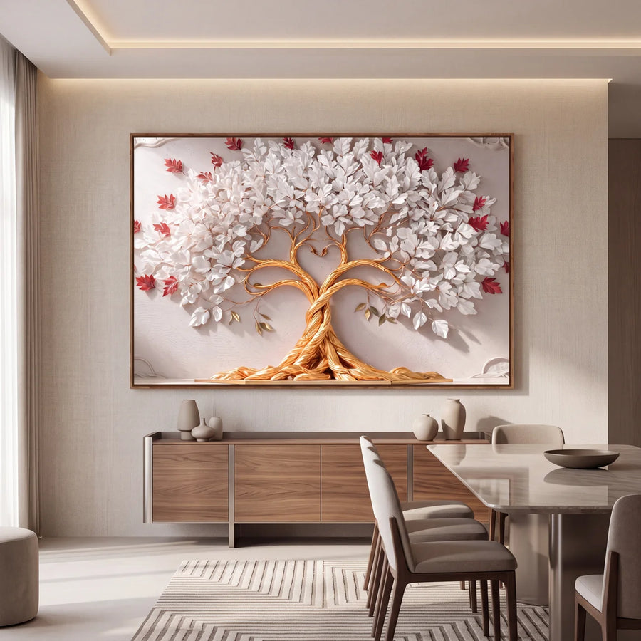 Quadro Decorativo Árvore da Vida Flores de Rubi