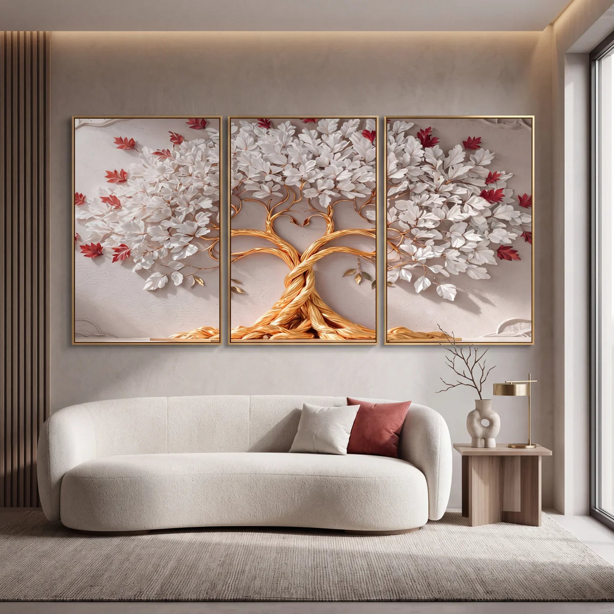 Quadro Decorativo Árvore da Vida Flores de Rubi